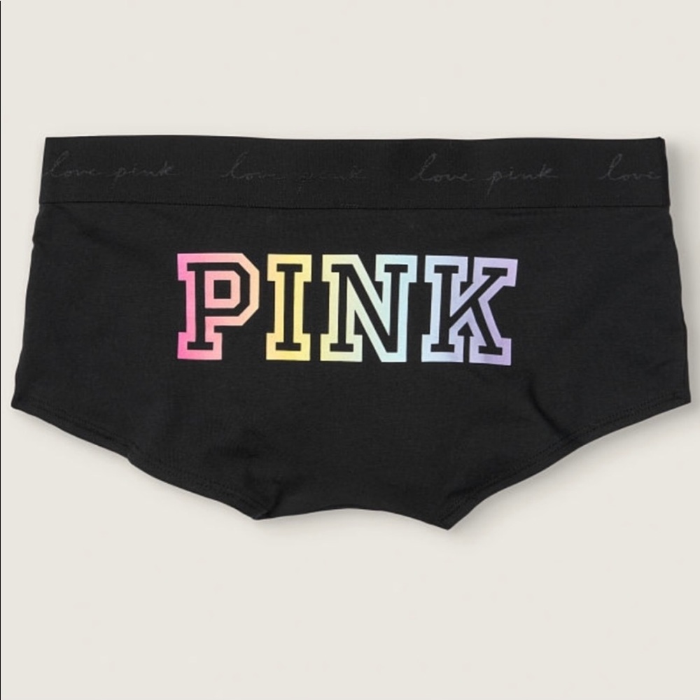 PINK Black Boy-short Shortie LOGO XL NWT